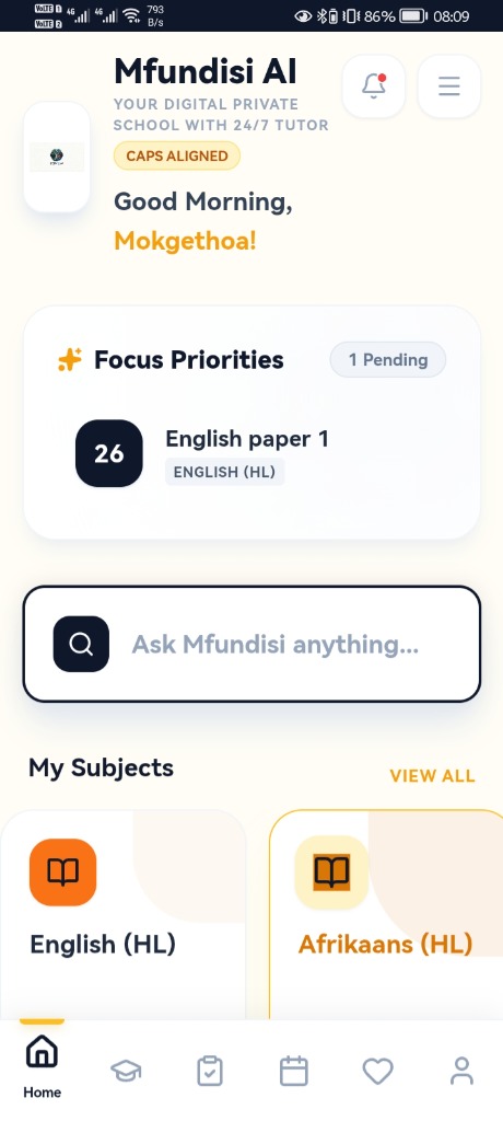 MfundisiAI App Home Screen